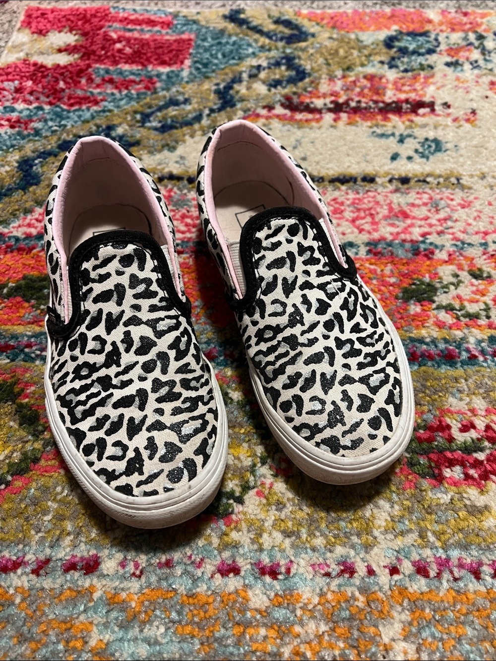 Adorable leopard print and sparkle Vans, size 1